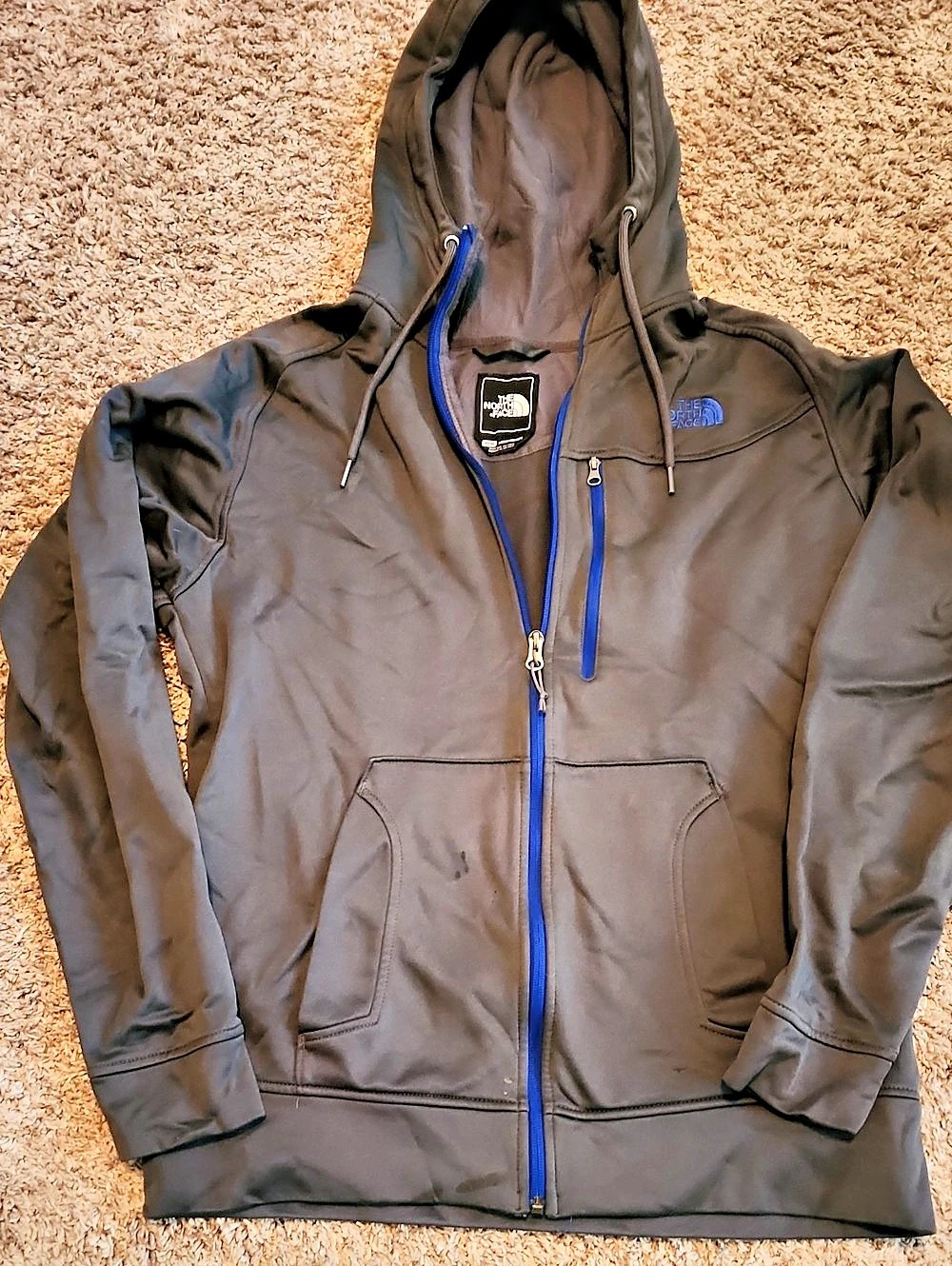 The North Face Performance Fleece Full-Zip Hoodie Men's Grey & Blue Medium